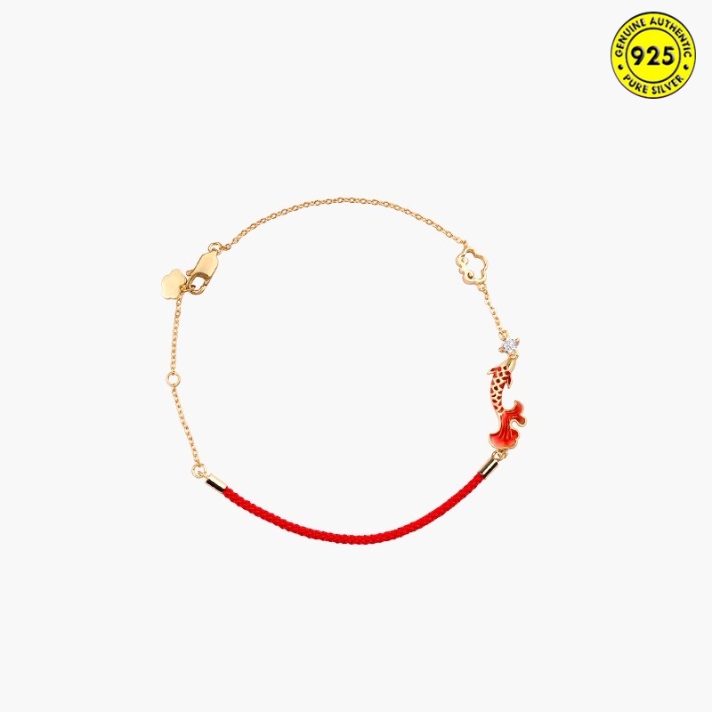 Ruyi Koi Set Vòng cổ vòng tay bông tai màu đỏ mặt hình đám mây đẹp mắt