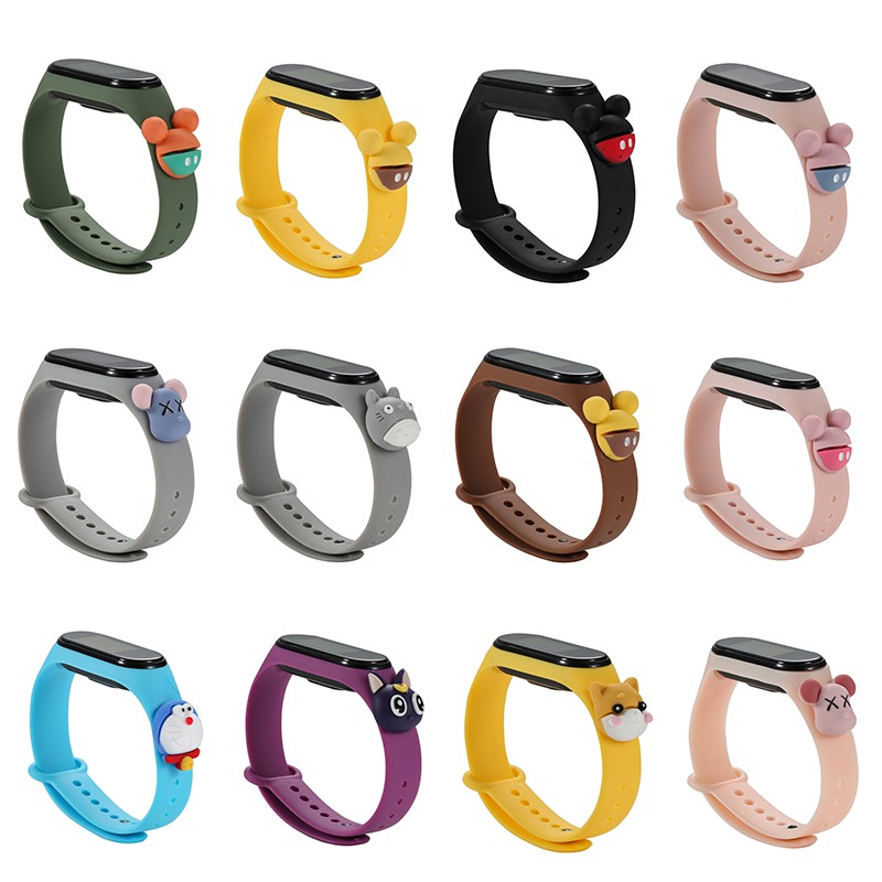 Cute mi band 4/3 strap replacement silicone straps  for xiaomi mi band 2/3/4 band accessories truing