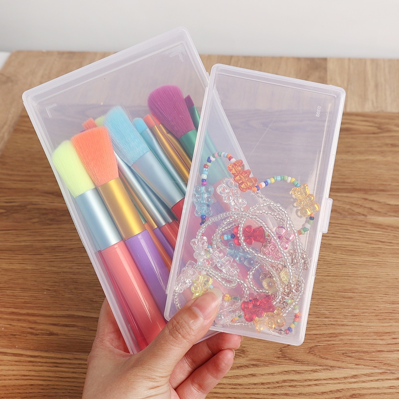 Hộp Nhựa Trong Suốt Sức Chứa Lớn Dùng Một Lần Đựng Bút/ Trang Sức/ Hạt Làm Móng Tay Có Nắp Đậy