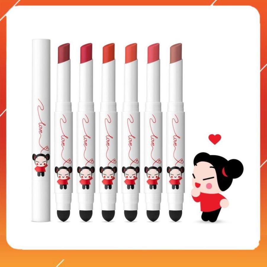 Miễn Phí Ship -  CAM KẾT HÀNG CHUẨN Son 2 đầu Karadium Pucca Smudging Tint Stick vỏ trắng