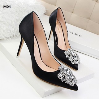 [ORDER] GIÀY CAO GÓT LỤA ĐÍNH ĐÁ CAO CẤP 12CM
