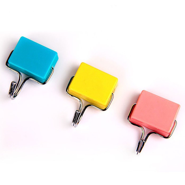 Móc Treo Đồ Nhà Bếp - Nam Châm Từ Tính Siêu Chắc - Dán Tủ Lạnh, Dán Khung Kệ Sắt (Hình Vuông - Hồng Xanh Vàng)