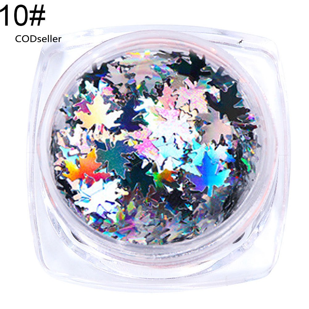 Kim tuyến họa tiết lá phong màu gradient lấp lánh độc đáo trang trí móng tay