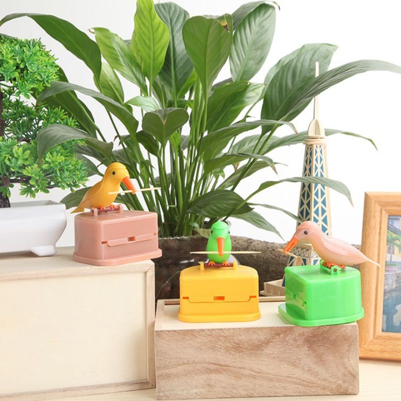 Chim mổ tăm tự động, chim gõ kiến mổ tăm,hũ tăm chim gõ kiến