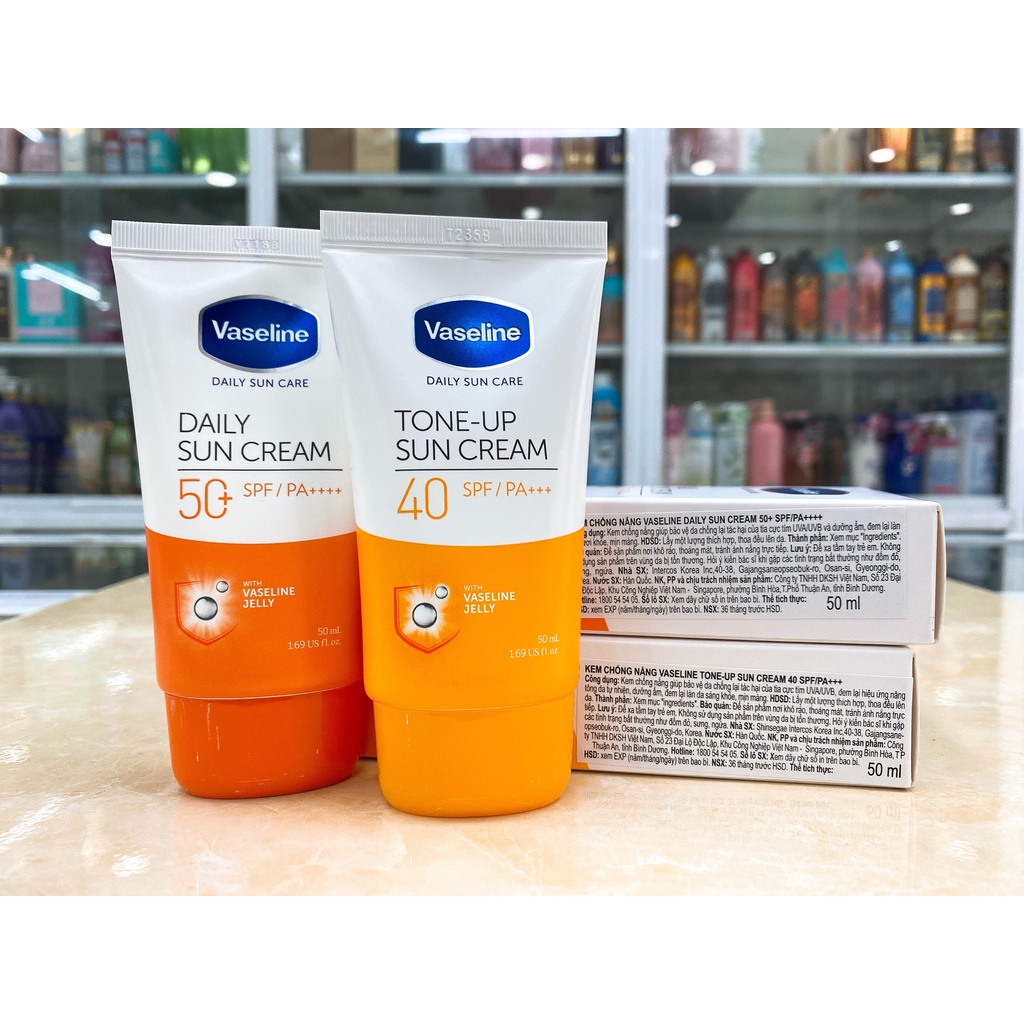 Kem Chống Nắng Bảo Vệ, Nâng Tông Da Vaseline Sun Cream SPF 50+ PA+++ Hàn Quốc 50ml