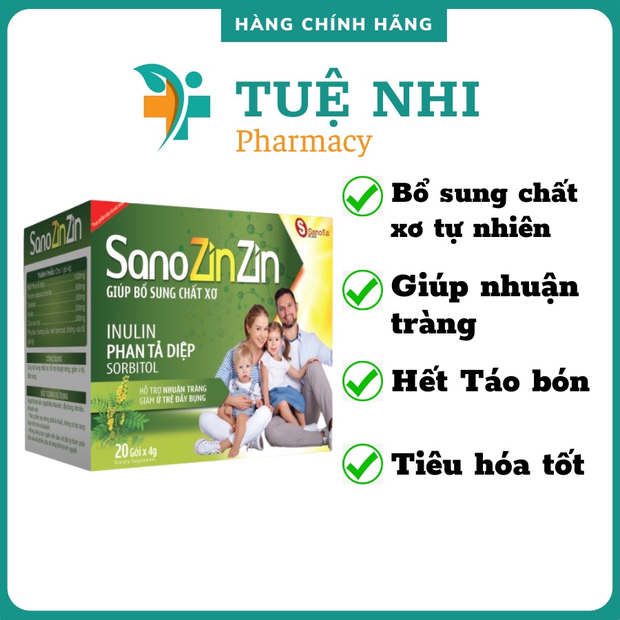 Sano Zin Zin bổ sung chất xơ tự nhiên giúp nhuận tràng hộp 20 gói - NT057