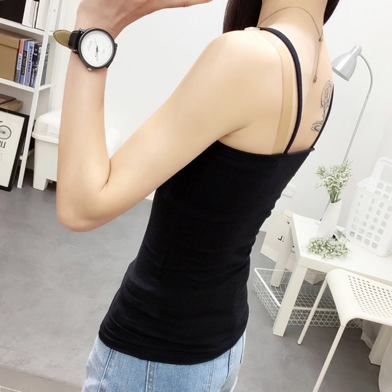 Áo hai dây RENJIANVSHENG dáng ôm màu trơn phong cách thời trang gợi cảm