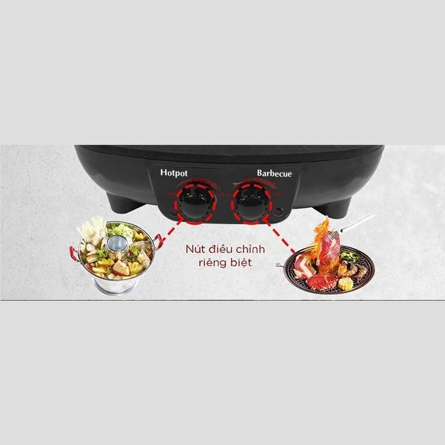 Bếp lẩu điện 2 ngăn công suất 1500W chống dính cao cấp