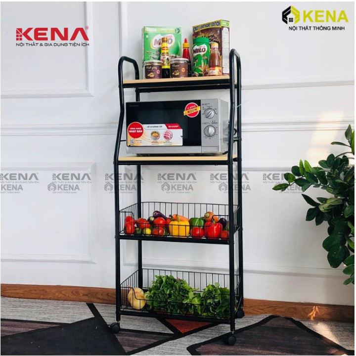 Kệ Để Lò Vi Sóng Gỗ Kết Hợp Khung Sắt Đa Năng 4 Tầng Lắp Ghép KENA KN177 Hàng Việt Nam Chính Hãng | BigBuy360 - bigbuy360.vn