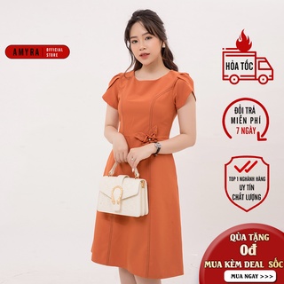 Váy trung niên cao cấp công sở AMYRA thiết kế dáng A sang trọng chỉ nổi dự tiệc tay đấp mặc đi làm, đi chơi cho mẹ Da093