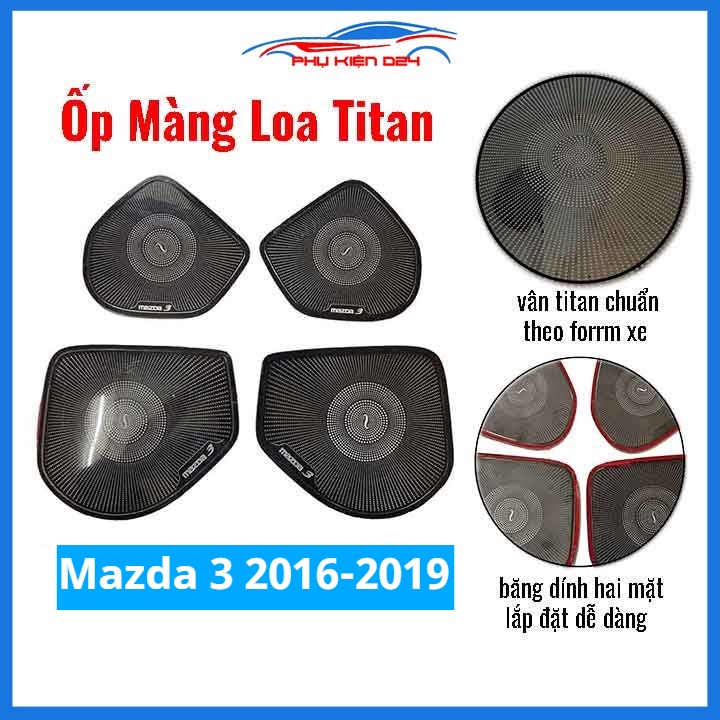 Bộ ốp màng loa vân Titan cho xe Mazda 3 2016-2017-2018-2019 chống xước trang trí nội thất ô tô