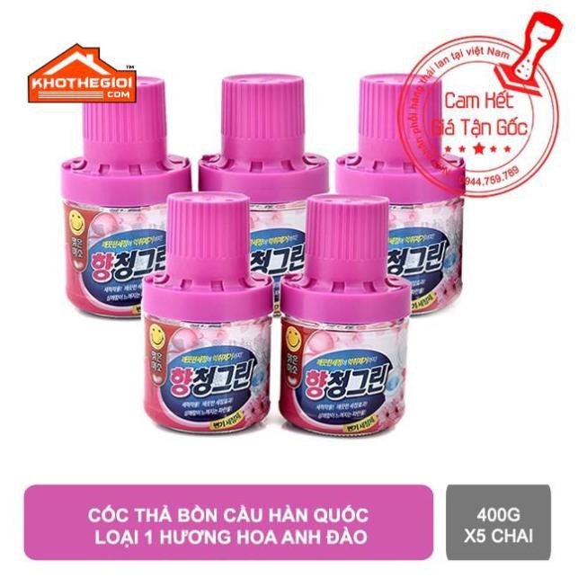 Cốc thả bồn cầu hàn quốc loại 1 hương hoa anh đào 400g x 5 cốc