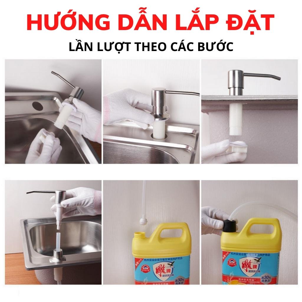 Vòi tăng áp Bơm hút dầu rửa bát, xà phòng có vòi xịt tiện lợi, gắn chìm dưới bồn rửa