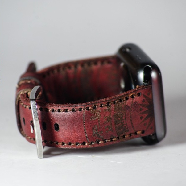 Dây Đồng Hồ Da Bò RAM Leather Italia Vegtan Trống Đồng Việt Nam Màu Burgundy RAM Leather  Bền Đẹp