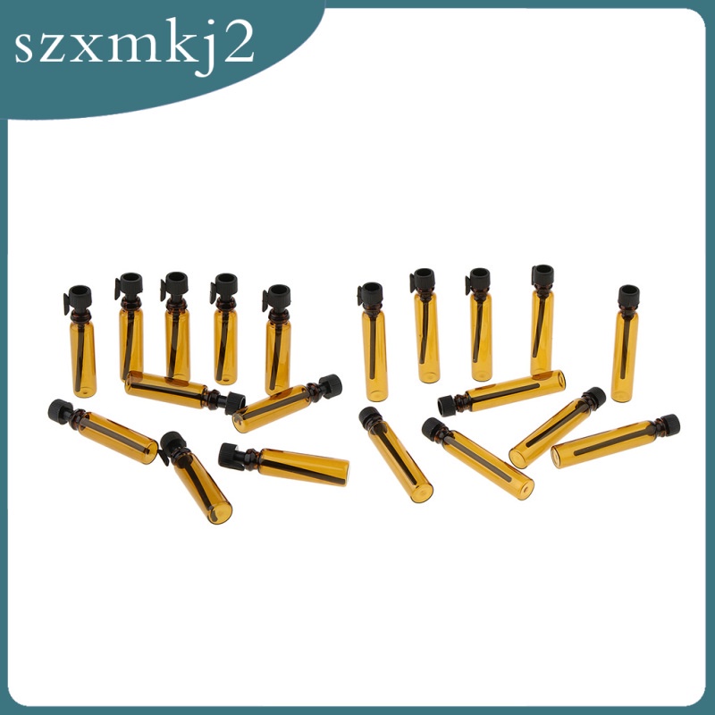 Bộ 50 Lọ Thủy Tinh Nhỏ Giọt Màu Hổ Phách Cho Tinh Dầu 1mL Kèm Nắp Đen