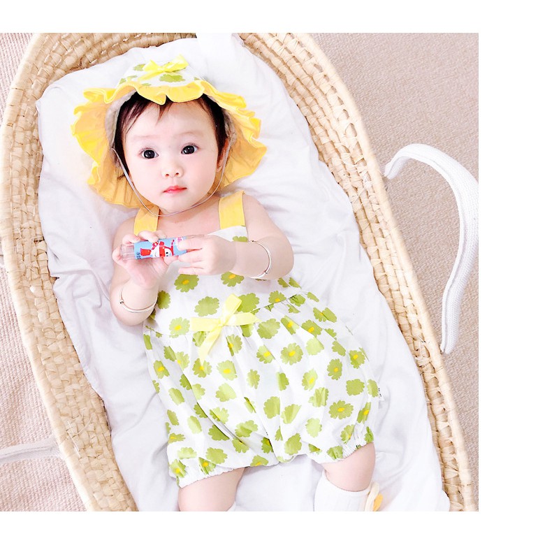 Bodysuit bé sơ sinh, áo sơ sinh cho bé từ 1 tháng đến 1 tuổi họa tiết xinh kèm nón chất liệu cotton 100% cao cấp  DB49