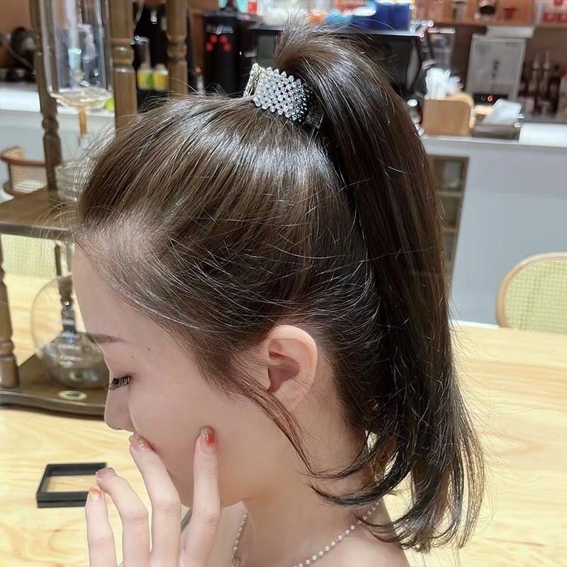 Kẹp tóc đuôi ngựa đính đá siêu xinh cho các thiếu nữ 2 màu trắng ,đen