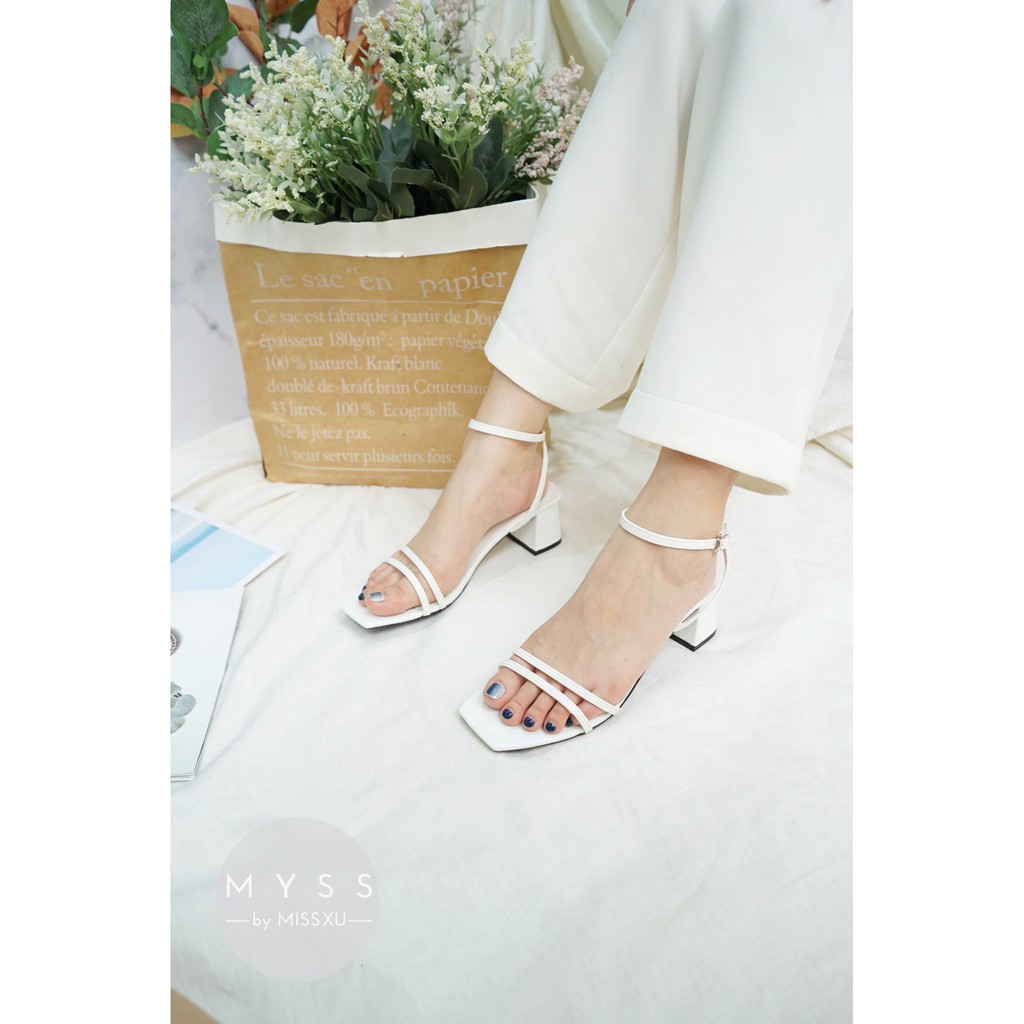 Giày sandal nữ quai ngang mảnh 2 dây gót trụ 5cm thời trang MYSS - SD87
