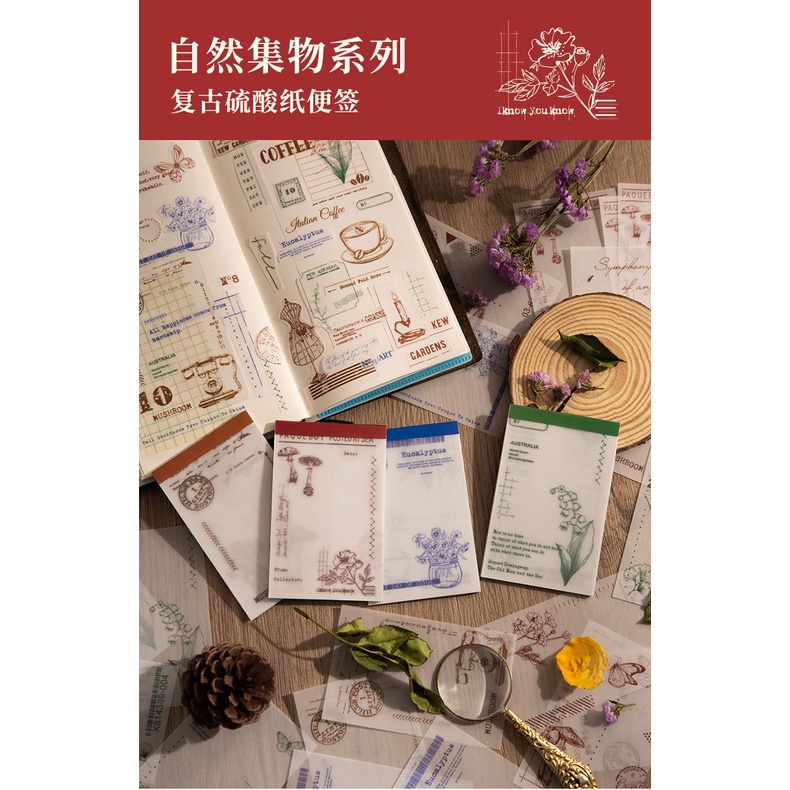 Set 30 Tờ Giấy Ghi Chú Phong Cách Retro Sáng Tạo