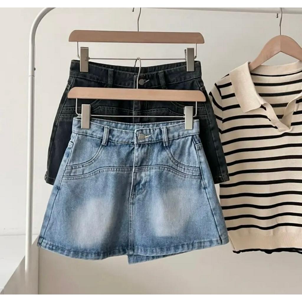 Chân váy jean dáng ngắn không túi trước, túi sau [Free Ship]