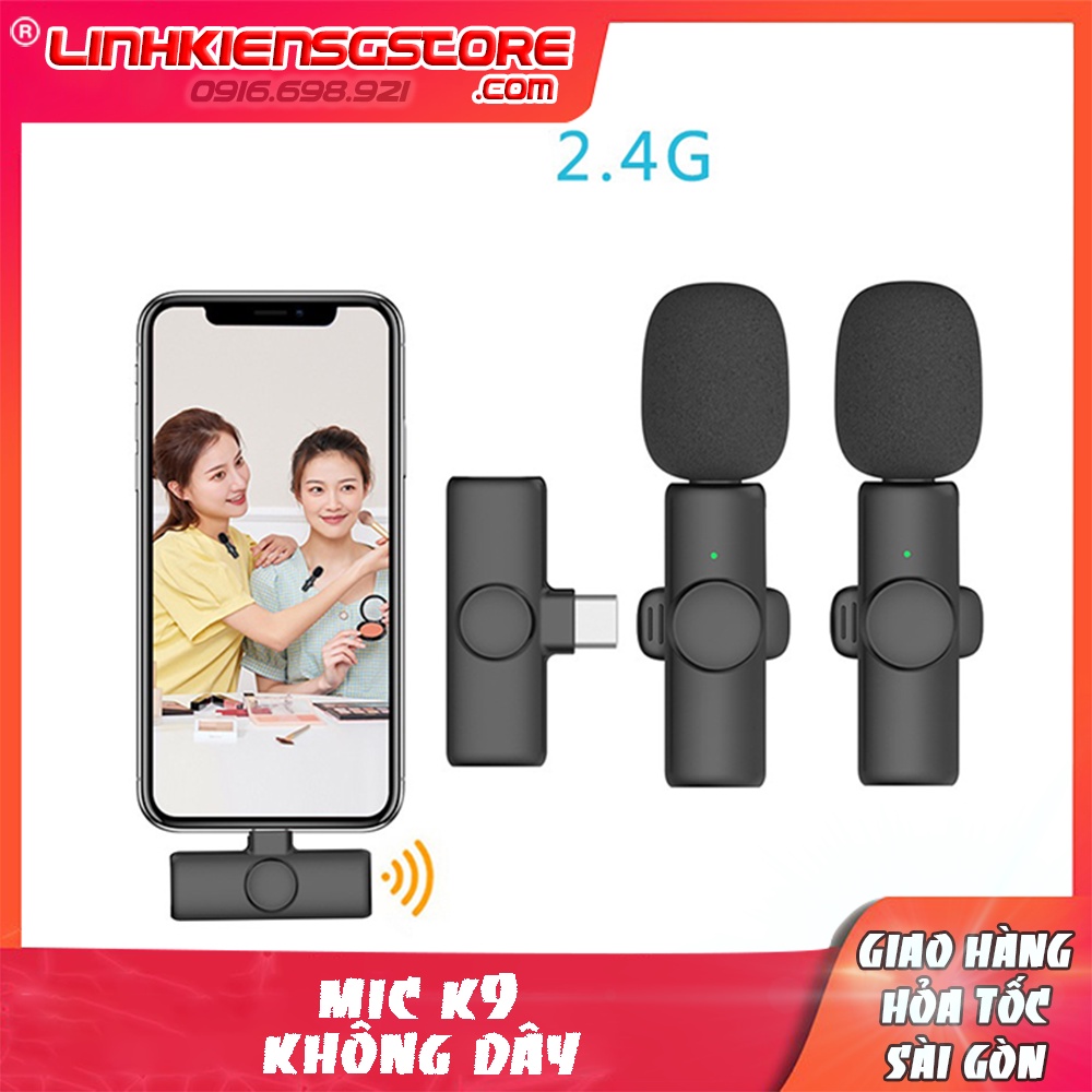 Mic Không Dây K9 Cho Điện Thoại IP CHUÔI LIGHNING Phát Sóng Trực Tiếp , Livestream Bán Hàng