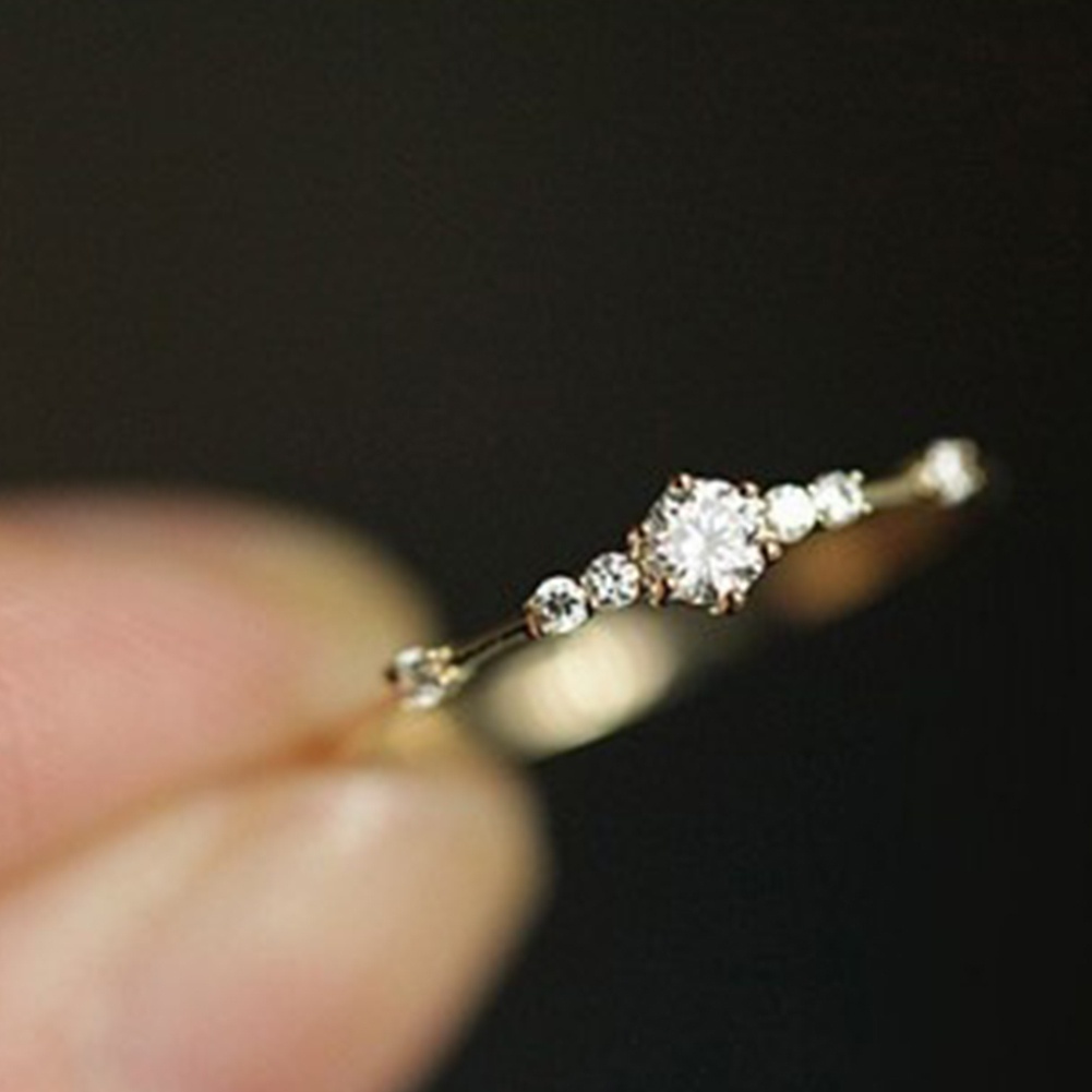 Nhẫn Đính Hôn Đính Đá Nhân Tạo Phong Cách Hàn Quốc Cho Nữ