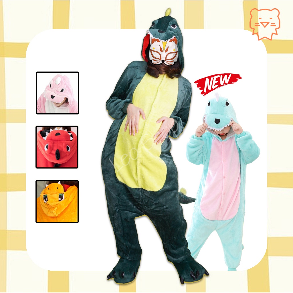 Bộ Khủng Long Cho Bé và Người Lớn (Khủng Long Xanh, Đỏ, Hồng, Cam, Tím) LEO SHOP