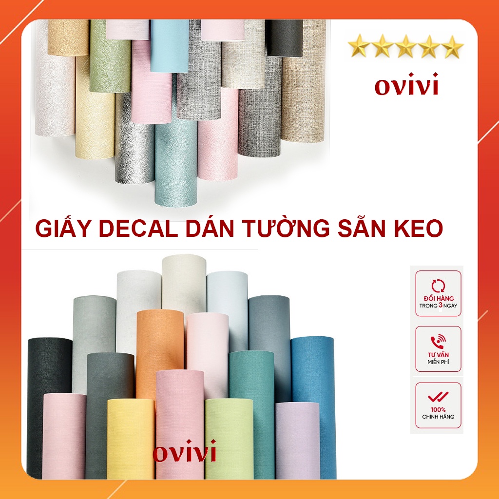 Giấy Dán Tường Phòng Ngủ Trơn Một Màu Pastel Nhám Vân Nổi Có Sẵn Keo Đẹp Cuộn 10m Dày Giá Rẻ OVIVI