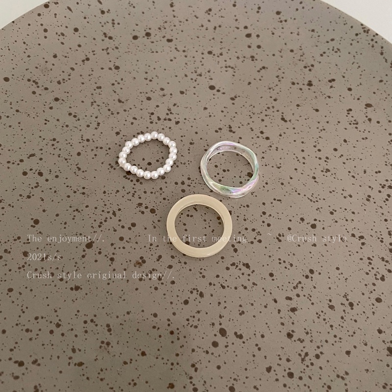 Bộ Nhẫn Đính Ngọc Trai Phong Cách Hàn Quốc Thời Trang Dành Cho Nam Và Nữ