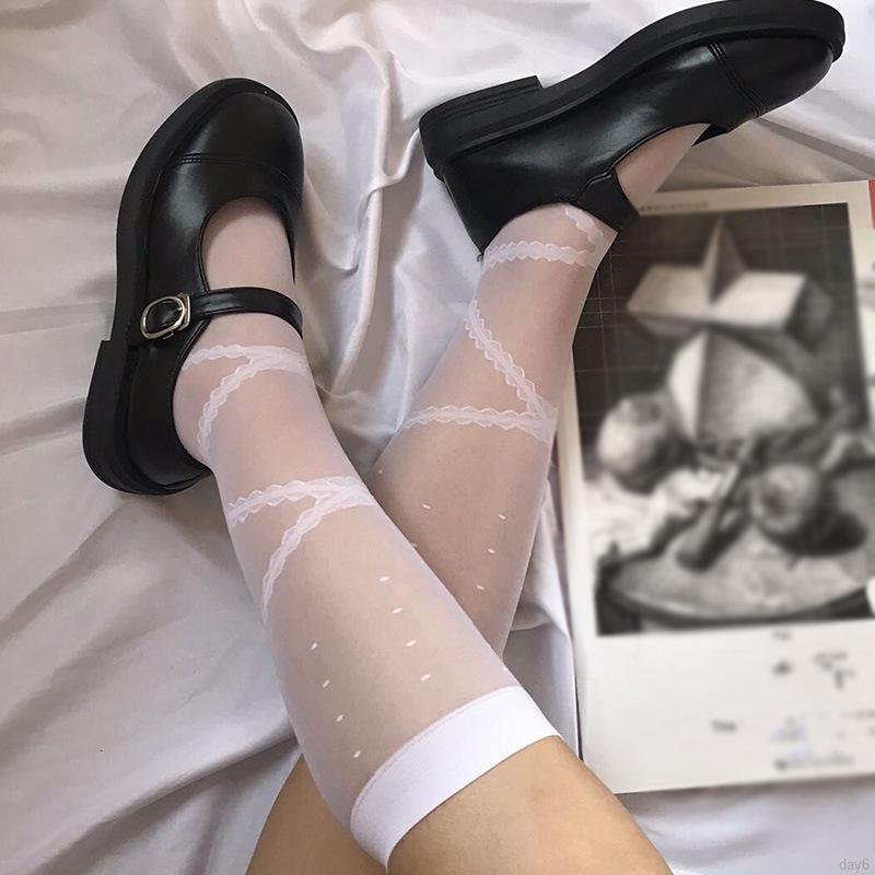 Đôi Tất Cotton Màu Trơn Trang Trí Nơ Ren Xinh Xắn Cho Nữ