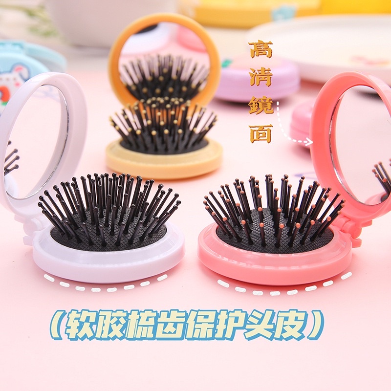 [ FREE SHIP] Gương kèm lược gấp mini nhỏ gọn tiện lợi hoạt hình dễ thương