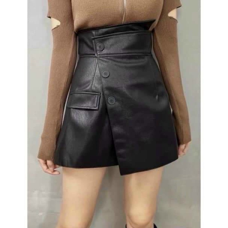 Quần giả váy da cạp lệch 3 khuy | BigBuy360 - bigbuy360.vn