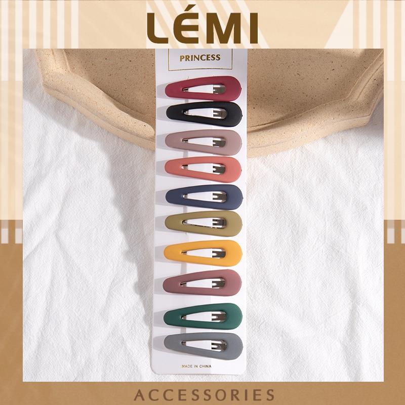 Sét 10 Kẹp Tóc Cài Tóc Cho Nữ, Bé Gái Hình Giọt Nước, Vuông Nhiều Màu Sắc, Lemi Accessories