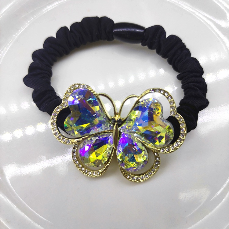 Dây Buộc Tóc Cao Su Co Giãn Phối Họa Tiết Cánh Bướm Đính Đá Pha Lê Phong Cách Hàn Quốc 2022 Thời Trang Cho Nữ