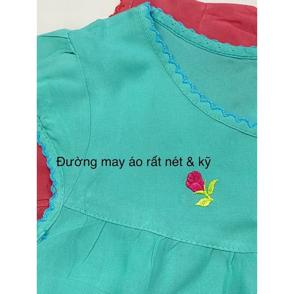 Size đại S-XL bé 30-42kg chất vải Tole lanh tôn màu thoáng mát thêu Lộc Trung