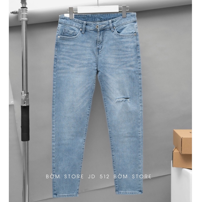 Quần Jean Nam Xanh nhạt rách 1 gối JD512 - Bờm Store