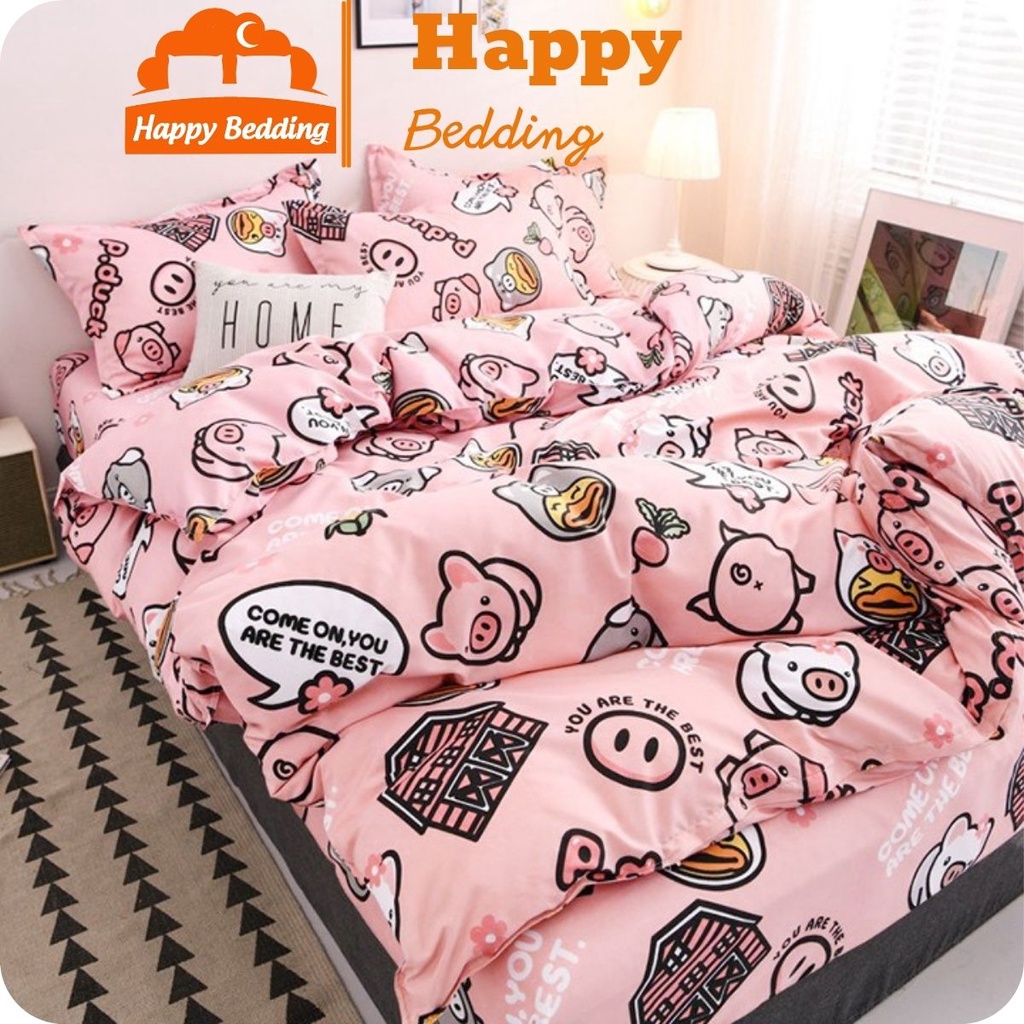 Vỏ Chăn Cotton Poly Nhiều Họa Tiết Lồng Được Ruột, có dây buộc 4 góc ( Được Chọn Mẫu) Tách Set 5  Món Happy Bedding