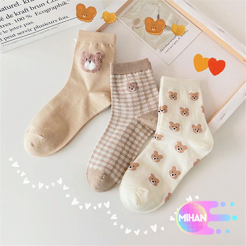 Vớ cotton cổ vừa in hình gấu dễ thương cho nữ<br />
