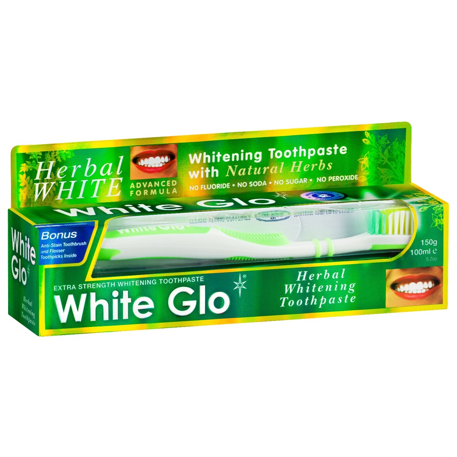 Kem đánh răng trắng răng WHITE GLO (Đỏ / Tím / Xanh / Vàng / Trắng) - kem đánh răng thơm miệng tặng kèm bàn chải