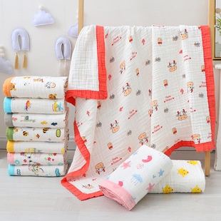 Khăn Choàng Cổ Bằng cotton Hai Lớp Họa Tiết Hoạt Hình Cho Bé