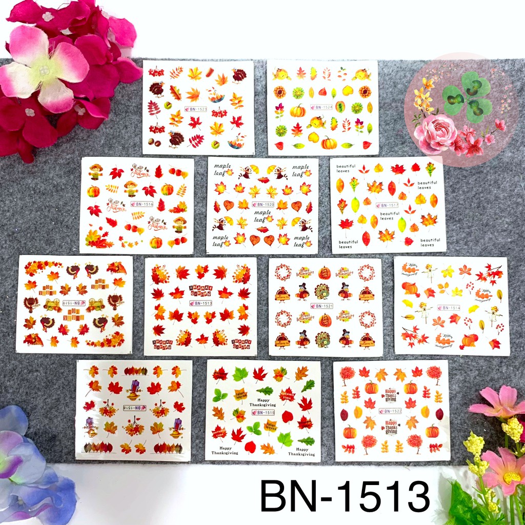 Mã BN . Set 12 miếng dán trang trí móng siêu xinh - Sticker dán móng tay