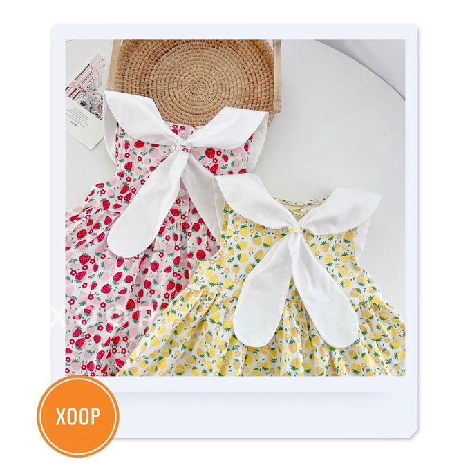 Váy dâu có nơ trắng cho bé gái đẹp xịn (8-18kg)