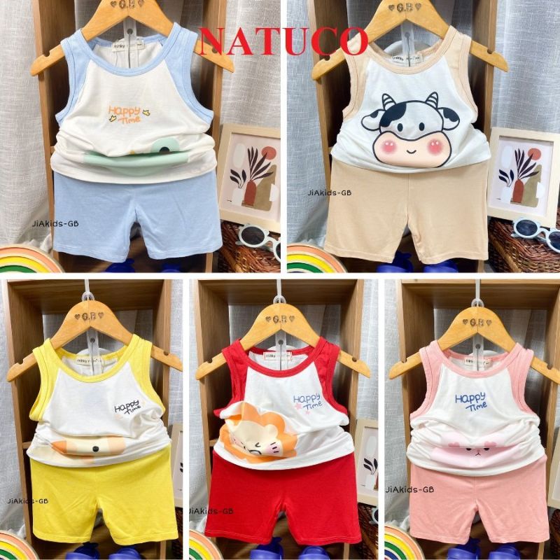 [Bé:6-27kg] Bộ Quần Áo Ba Lỗ Minky Mom, Vải Thun Lạnh Thoáng Mát In Hình Mặt Thú Sinh Động  - Mã:BL-IN29