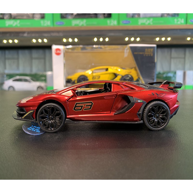 Xe mô hình trưng bày siêu xe Lamborghini SVJ 63 tỉ lệ 1:32 màu đỏ