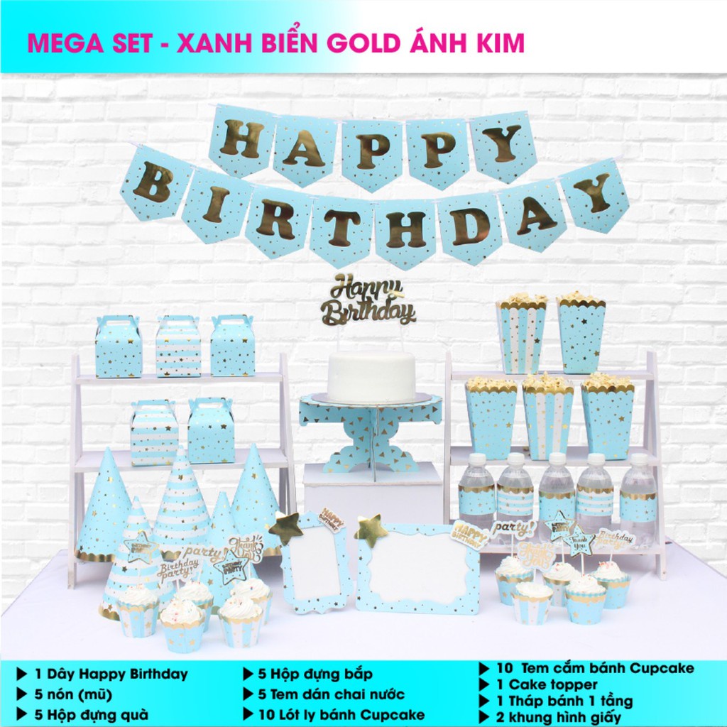 Mega Set trang trí bàn tiệc sinh nhật cho bé trai bé gái