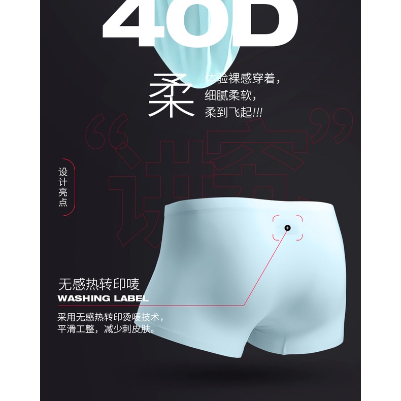 Quần Lót Boxer Hai Lớp Không Đường May Vải Lụa Lạnh Mỏng Thoáng Khí Thoải Mái Thời Trang Mùa Hè Cho Nam B311