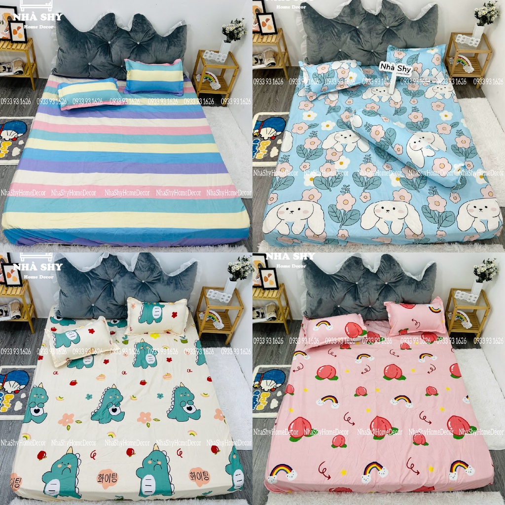 Bộ Ga Giuờng Cotton Poly 3 Món Chất Cotton Poly Hàng Việt Nam Sản Xuất - Set Ga + 2 Vỏ Gối Nằm