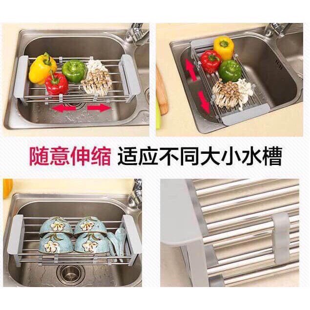 [MẪU MỚI] Giá khay đựng bát đĩa hoa quả rau củ đa năng có thể co giãn được đặt trên bồn rửa bát tiện lợi