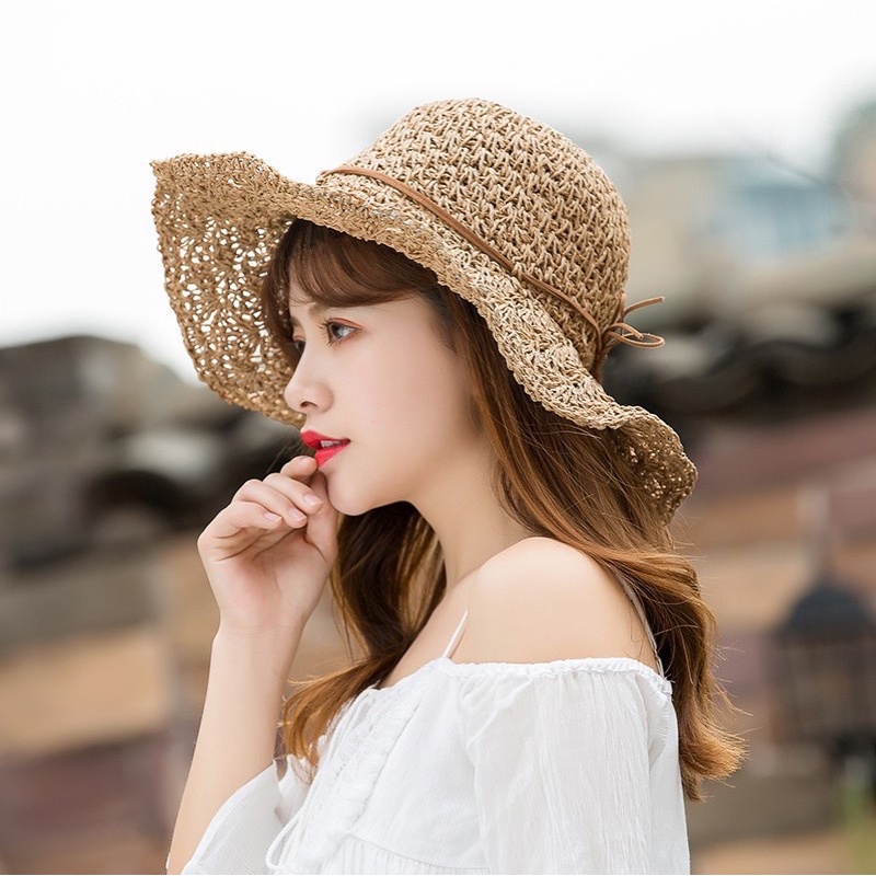 Mũ cói ( nón cói) móc handmade dịu dàng nữ tính nhiều kiểu dáng