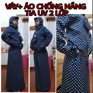 Váy+ áo chống nắng tia uv 2 lớp cao cấp